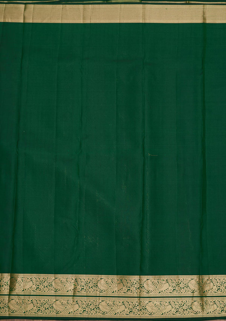 Bottle Green Zariwork Pure Silk Saree