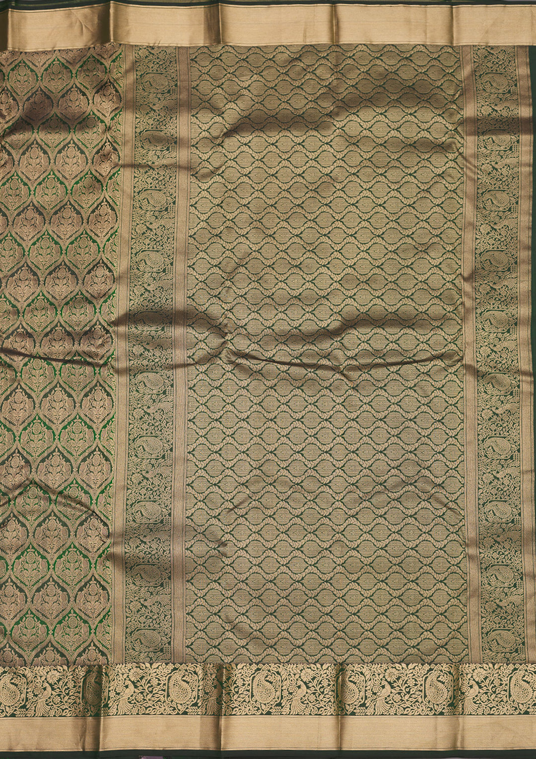 Bottle Green Zariwork Pure Silk Saree