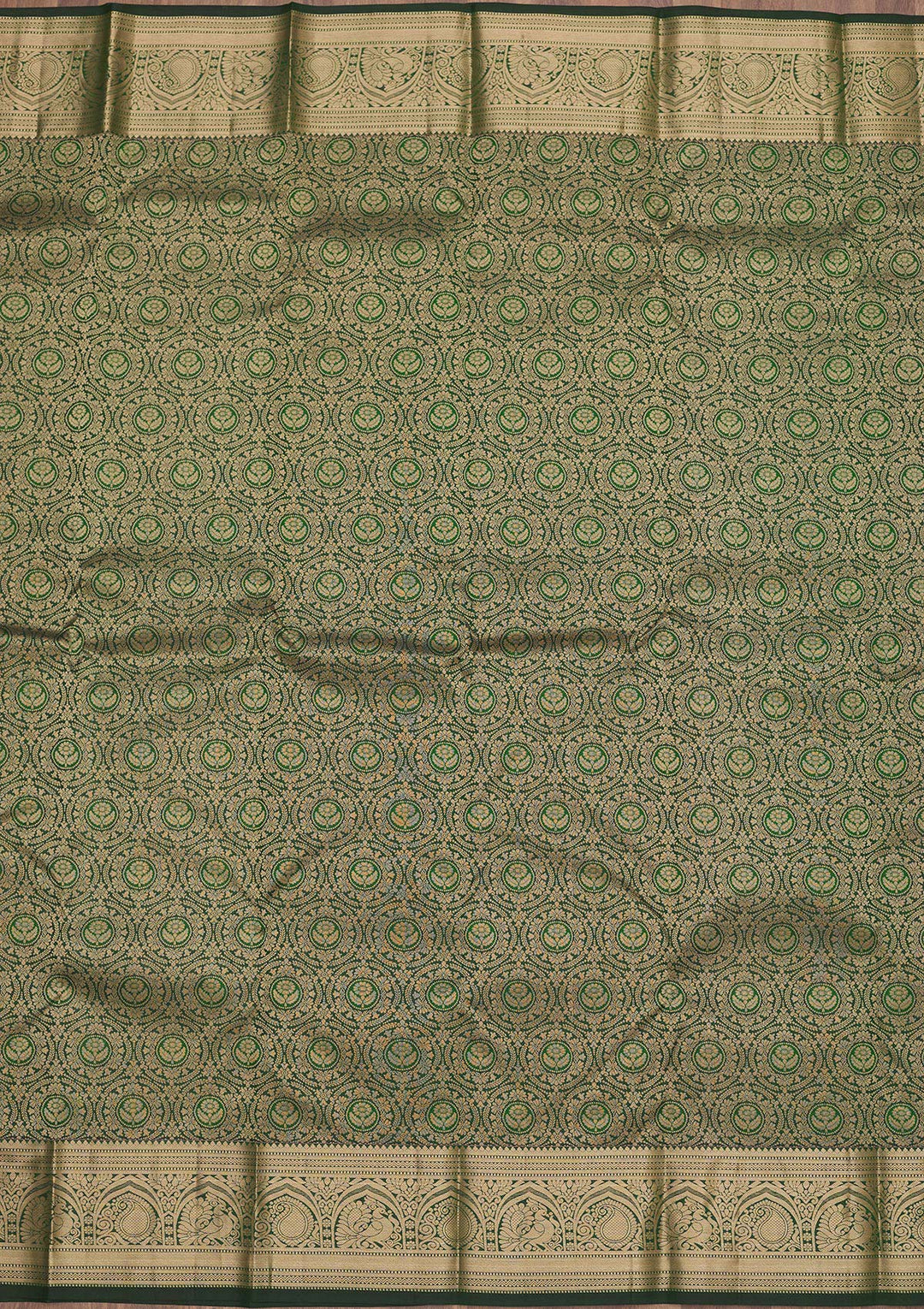 Bottle Green Zariwork Pure Silk Saree
