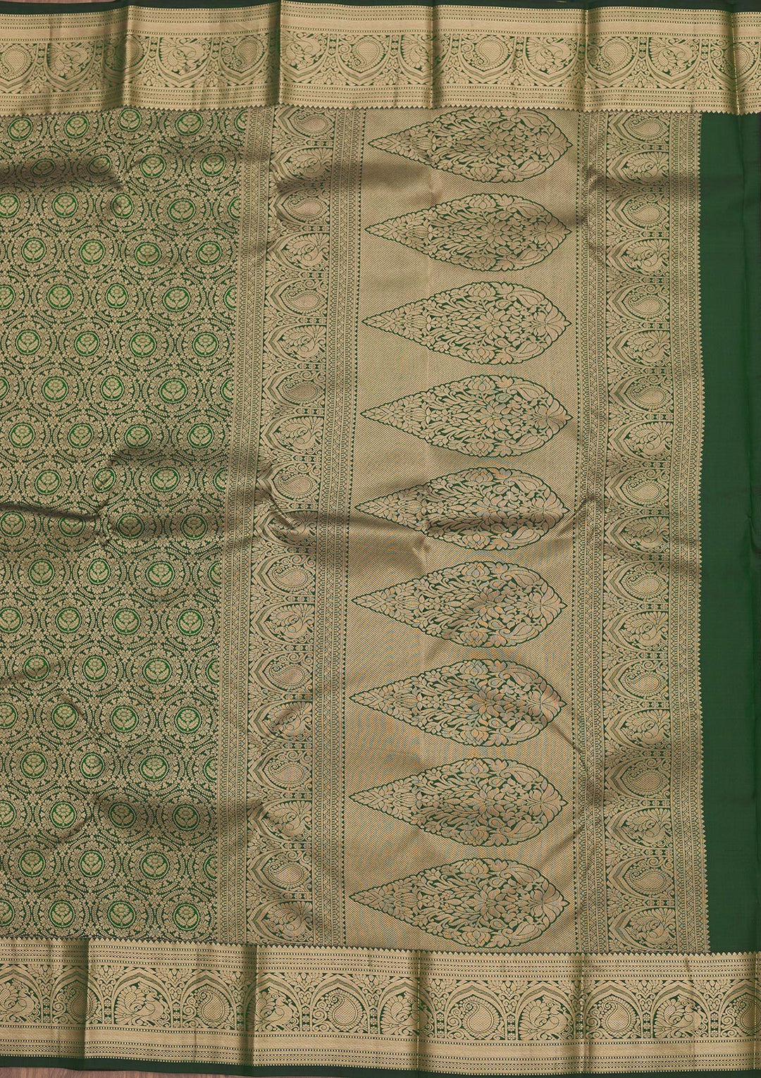 Bottle Green Zariwork Pure Silk Saree