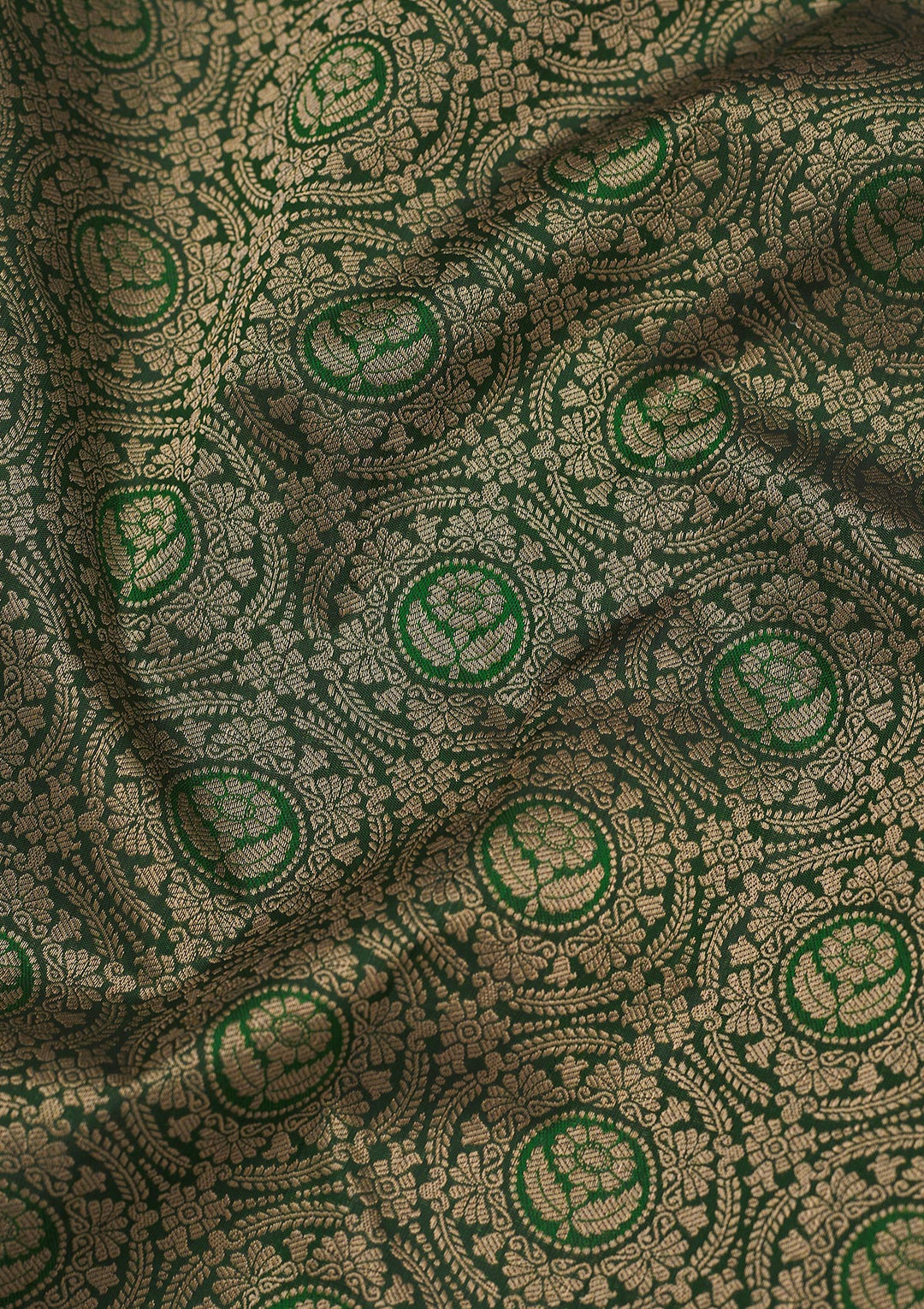 Bottle Green Zariwork Pure Silk Saree
