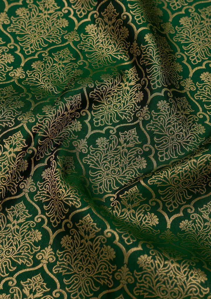 Bottle Green Zariwork Pure Silk Saree
