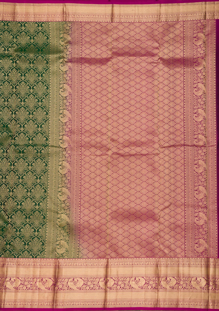 Bottle Green Zariwork Pure Silk Saree