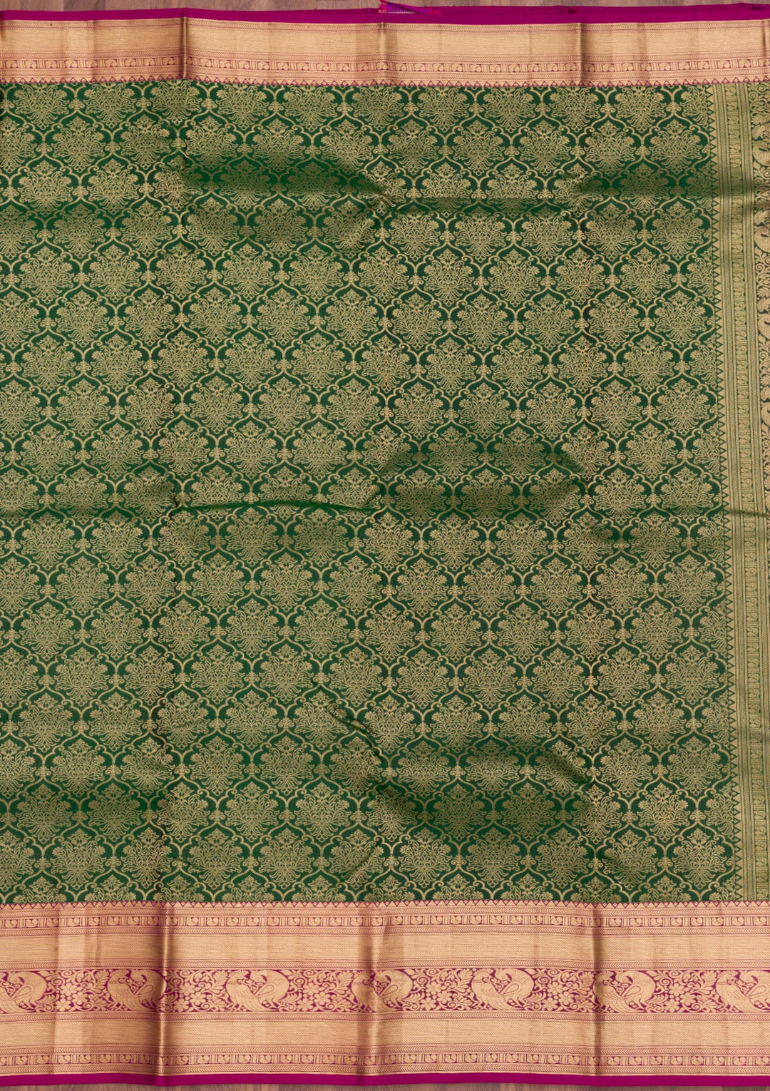 Bottle Green Zariwork Pure Silk Saree