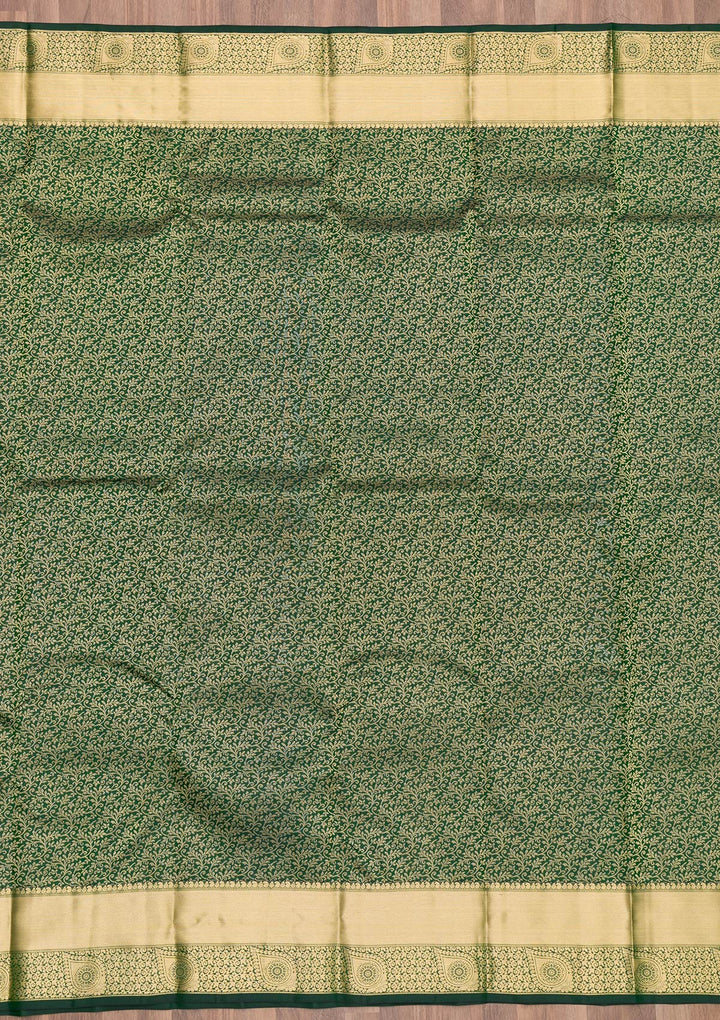 Bottle Green Zariwork Kanjivaram Pure Silk Saree