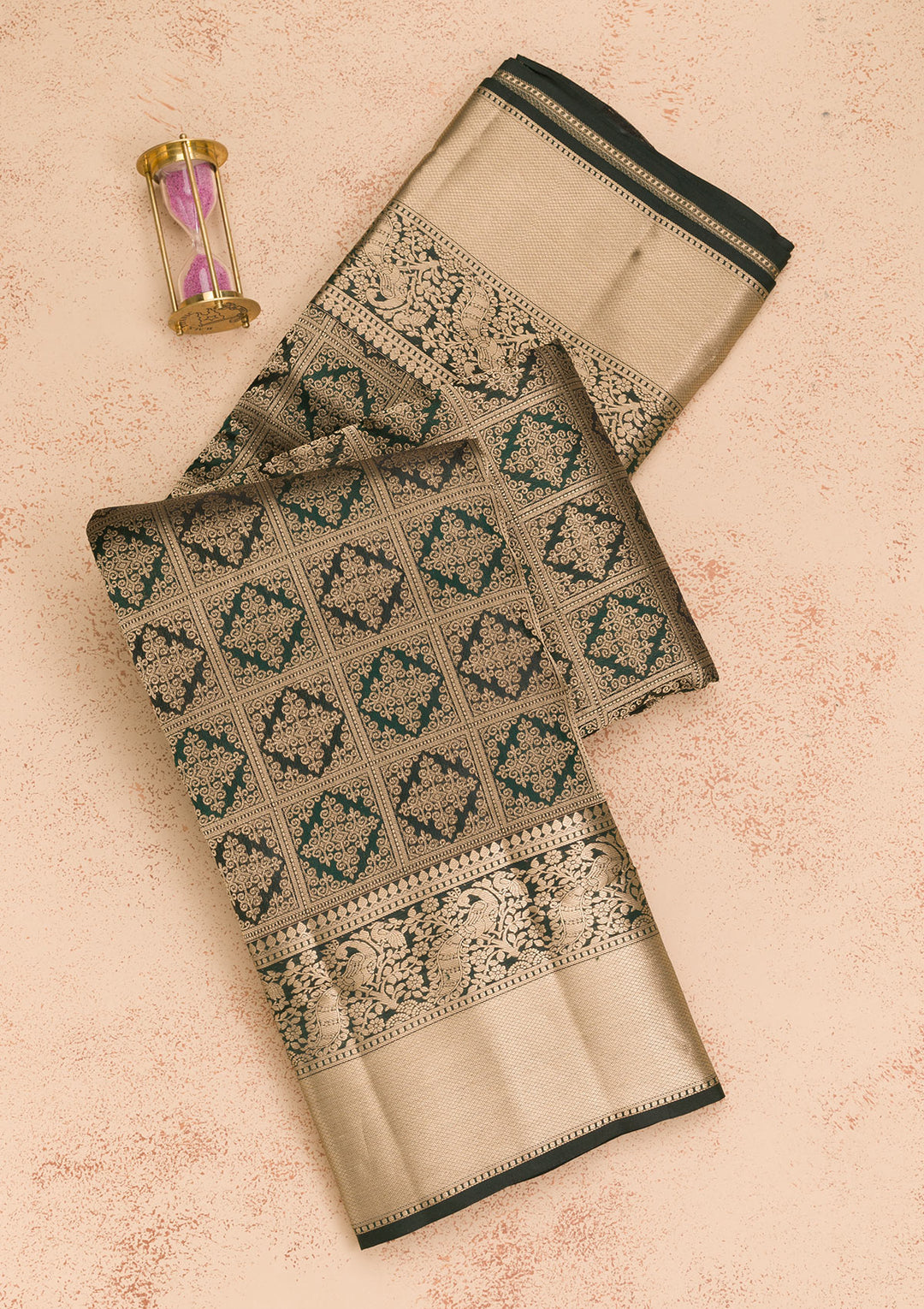 Bottle Green Zariwork Kanjivaram Pure Silk Saree