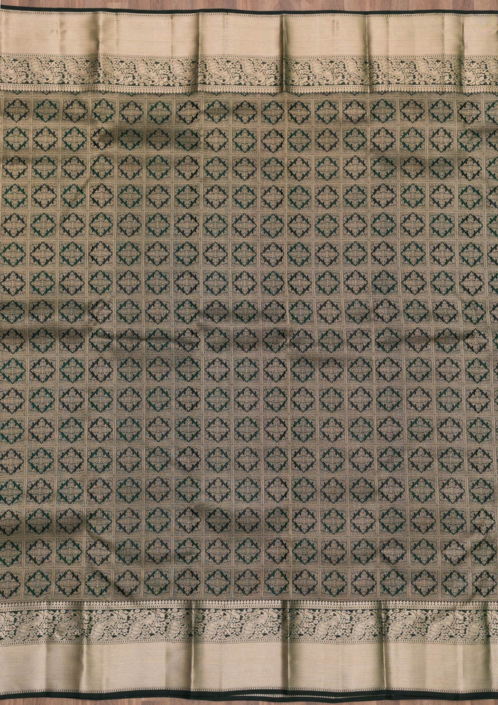 Bottle Green Zariwork Kanjivaram Pure Silk Saree