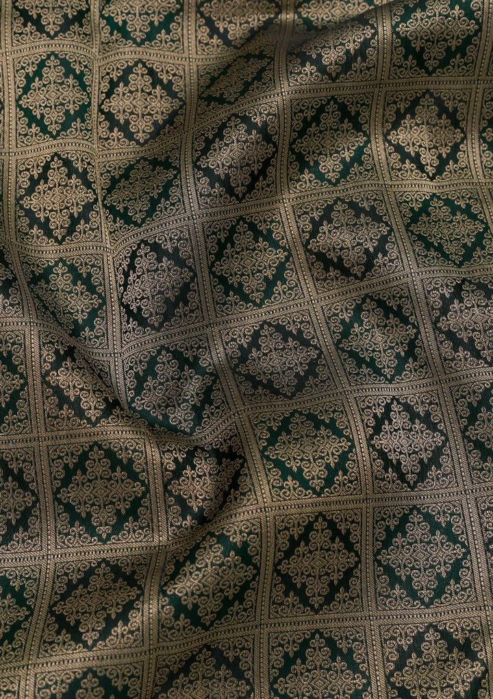 Bottle Green Zariwork Kanjivaram Pure Silk Saree
