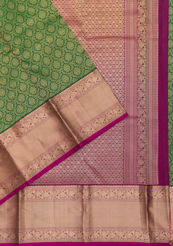 Bottle Green Zariwork Kanjivaram Pure Silk Saree