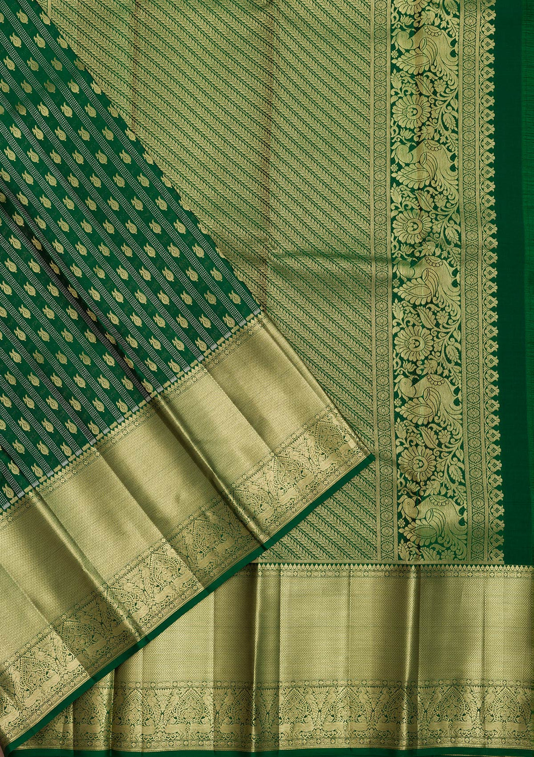 Bottle Green Zariwork Kanjivaram Pure Silk Saree