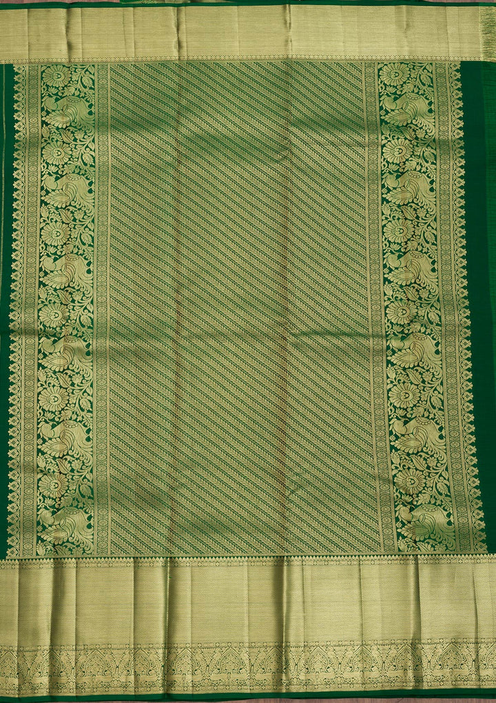 Bottle Green Zariwork Kanjivaram Pure Silk Saree