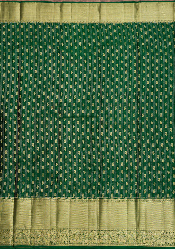 Bottle Green Zariwork Kanjivaram Pure Silk Saree