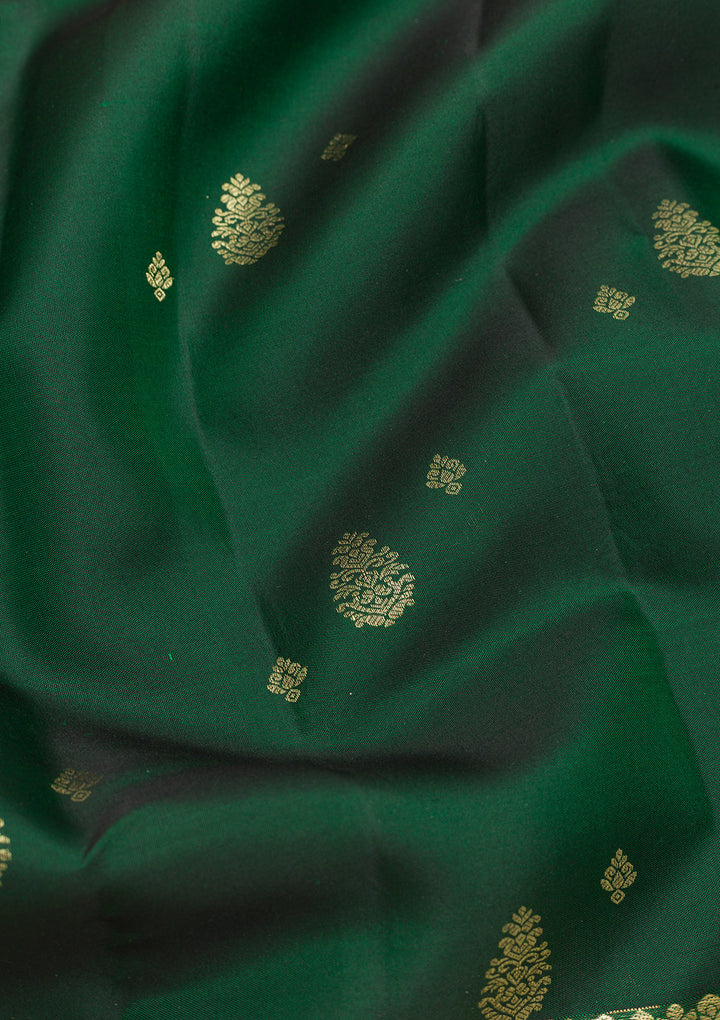 Bottle Green Zariwork Kanjivaram Pure Silk Saree