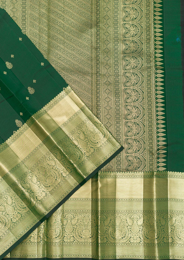 Bottle Green Zariwork Kanjivaram Pure Silk Saree