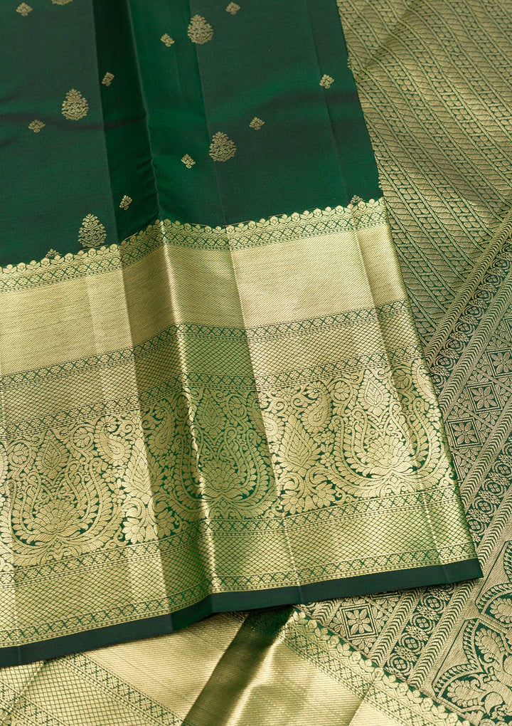 Bottle Green Zariwork Kanjivaram Pure Silk Saree