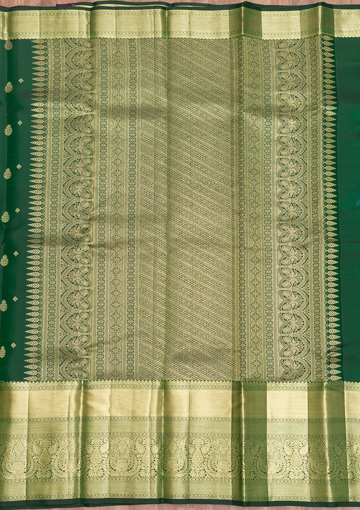 Bottle Green Zariwork Kanjivaram Pure Silk Saree
