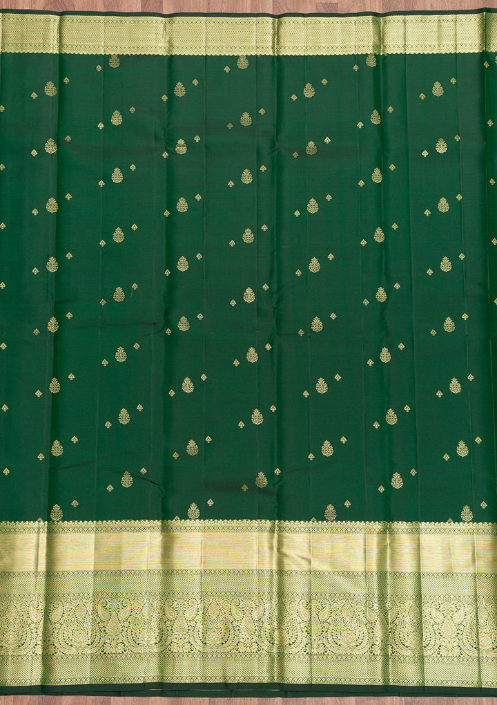Bottle Green Zariwork Kanjivaram Pure Silk Saree