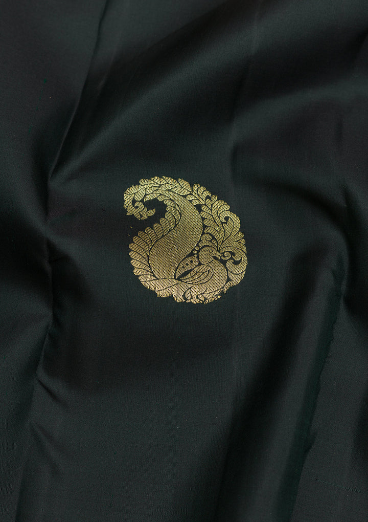 Bottle Green Zariwork Pure Silk Saree