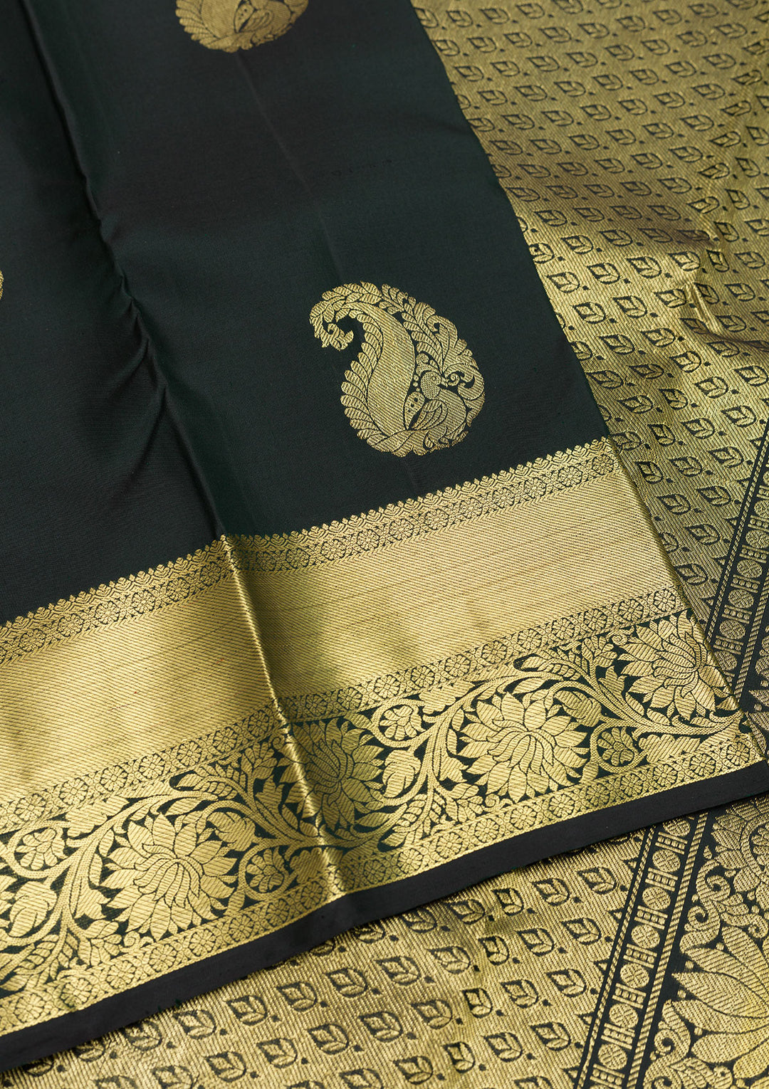 Bottle Green Zariwork Pure Silk Saree