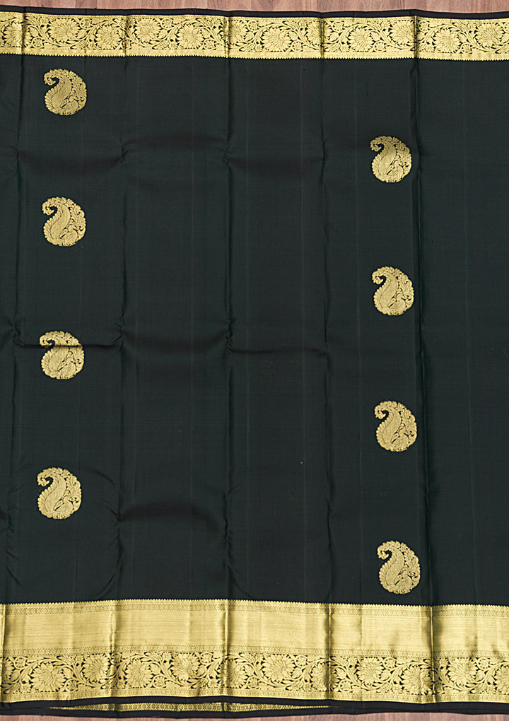 Bottle Green Zariwork Pure Silk Saree