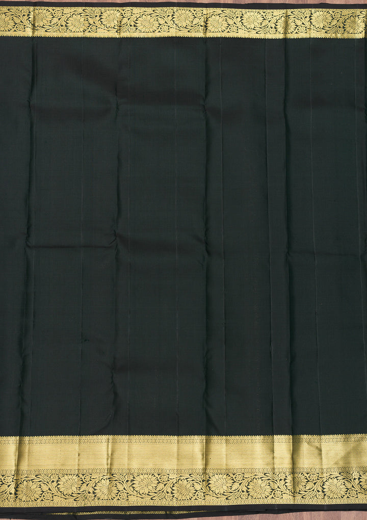 Bottle Green Zariwork Pure Silk Saree