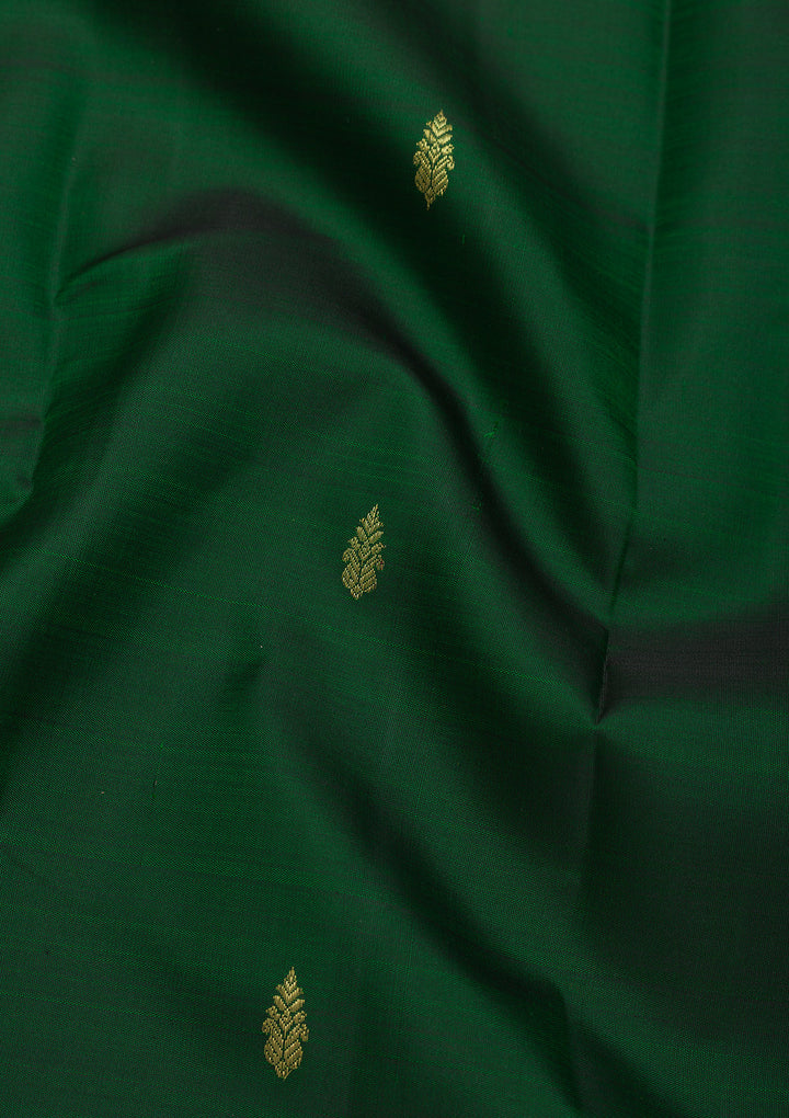 Bottle Green Zariwork Kanjivaram Pure Silk Saree
