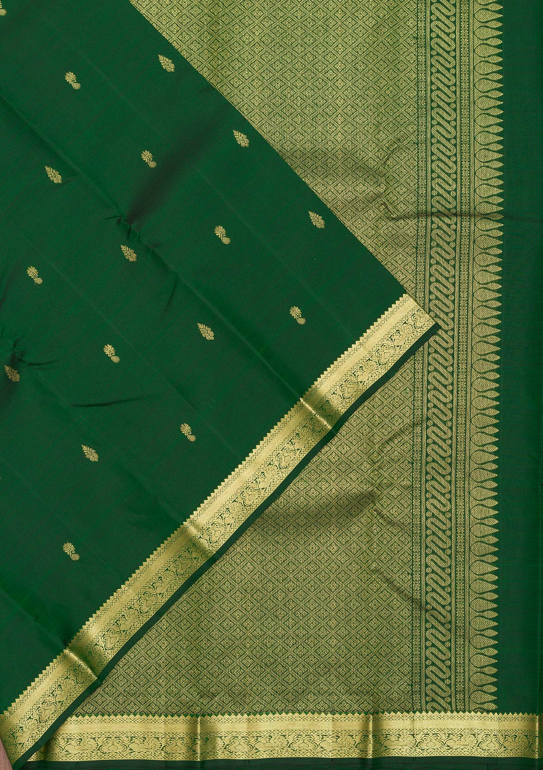Bottle Green Zariwork Kanjivaram Pure Silk Saree