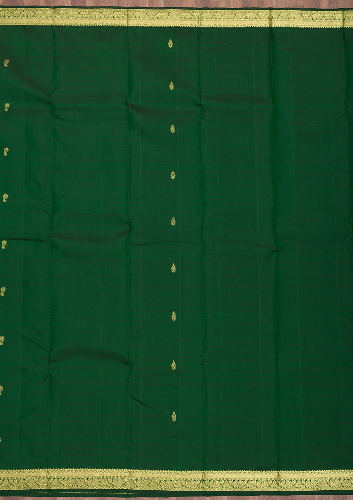 Bottle Green Zariwork Kanjivaram Pure Silk Saree