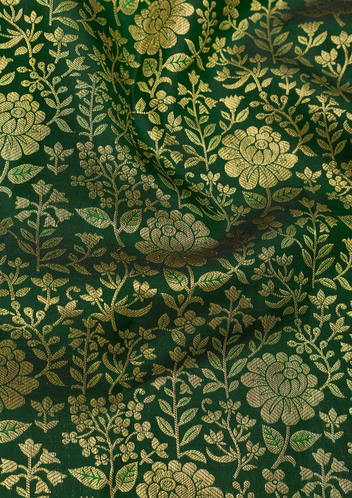 Bottle Green Zariwork Kanjivaram Pure Silk Saree
