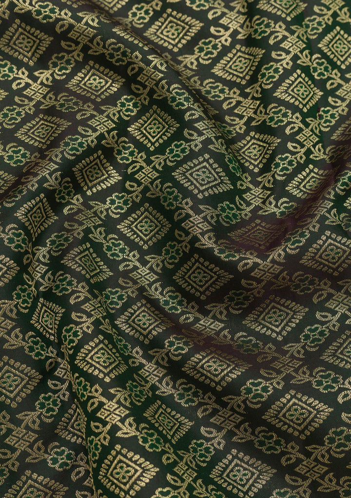 Bottle Green Zariwork Pure Silk Saree