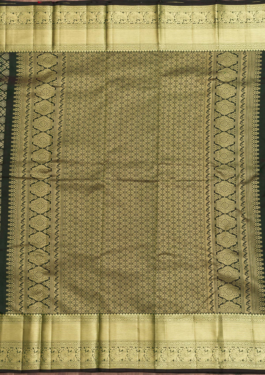 Bottle Green Zariwork Pure Silk Saree