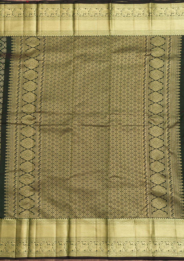 Bottle Green Zariwork Pure Silk Saree