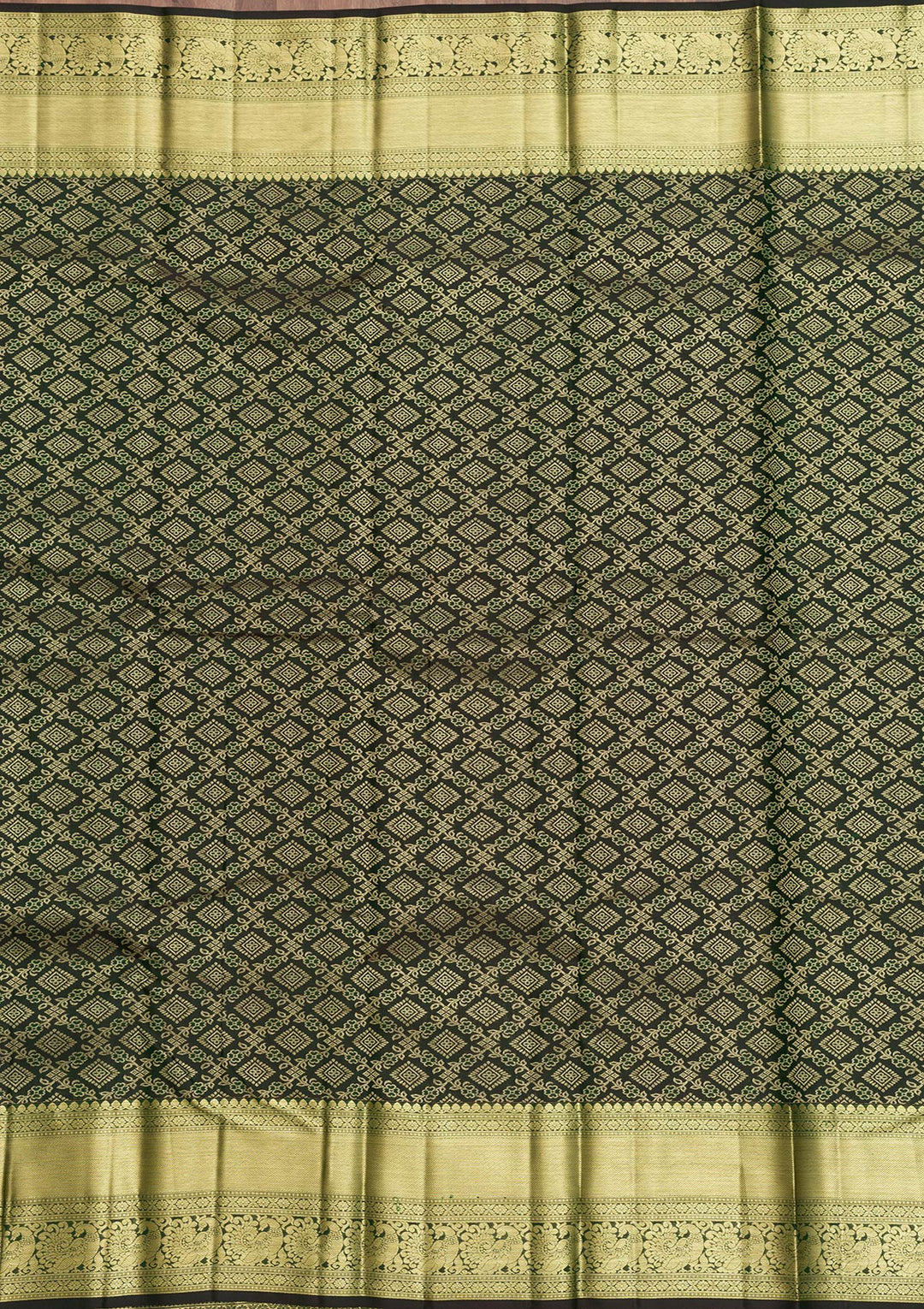 Bottle Green Zariwork Pure Silk Saree