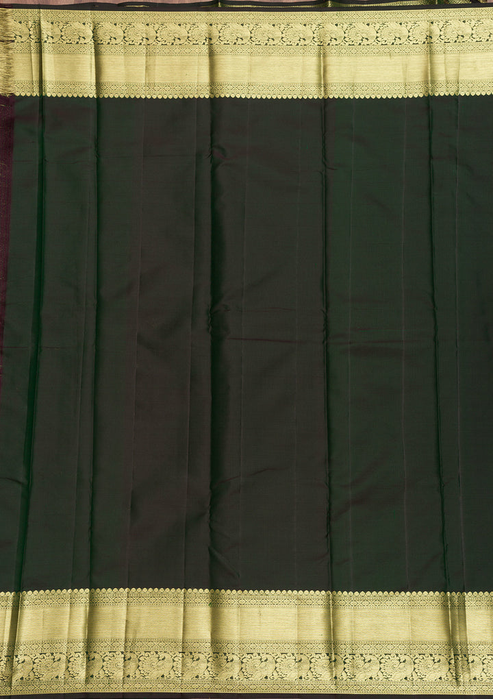 Bottle Green Zariwork Pure Silk Saree