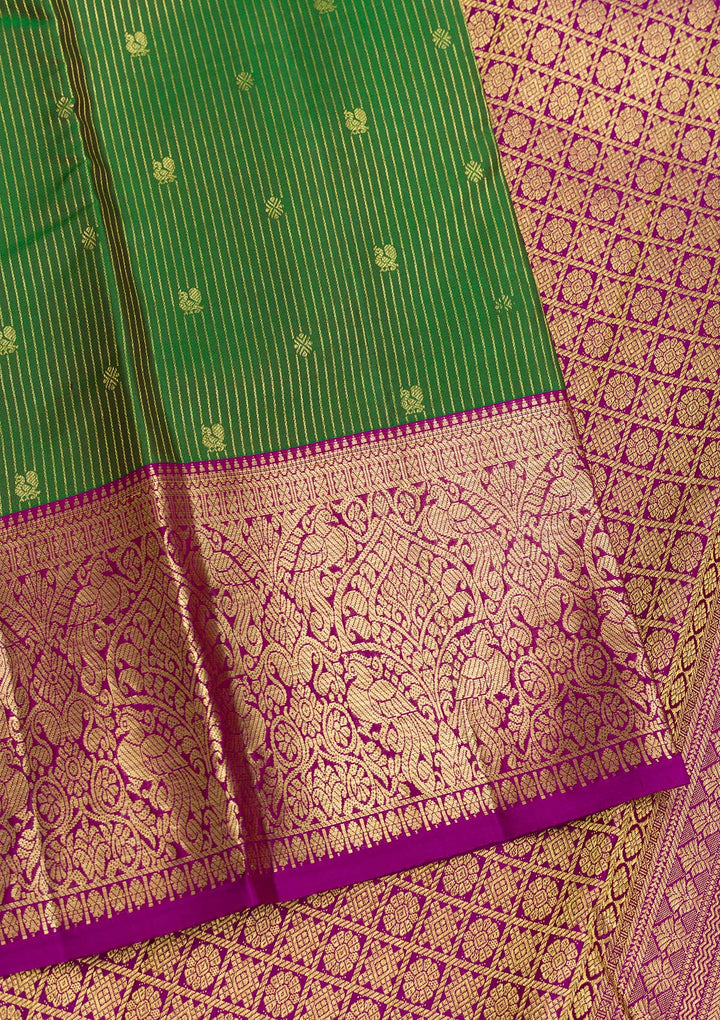 Bottle Green Zariwork Kanjivaram Pure Silk Saree