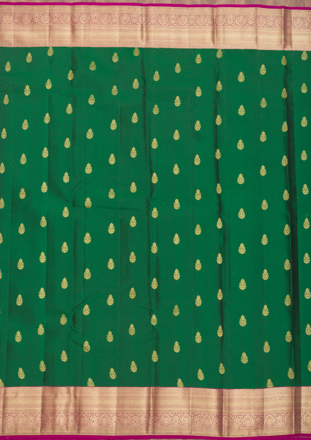 Bottle Green Zariwork Pure Silk Saree