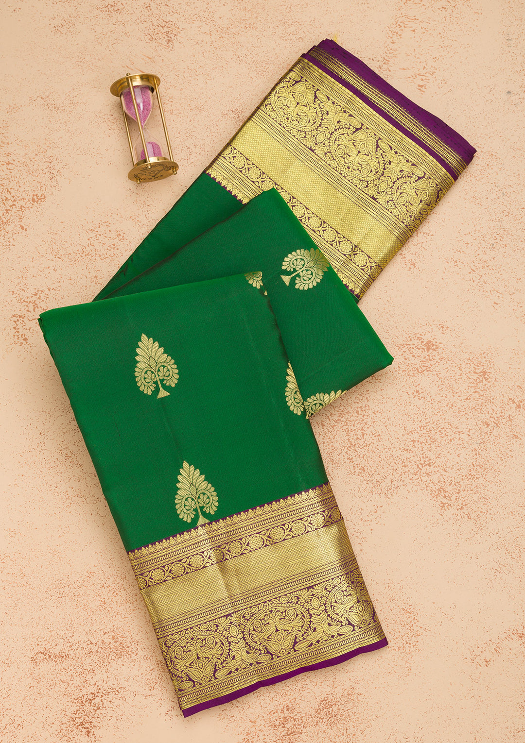Bottle Green Zariwork Banarasi Pure Silk Saree