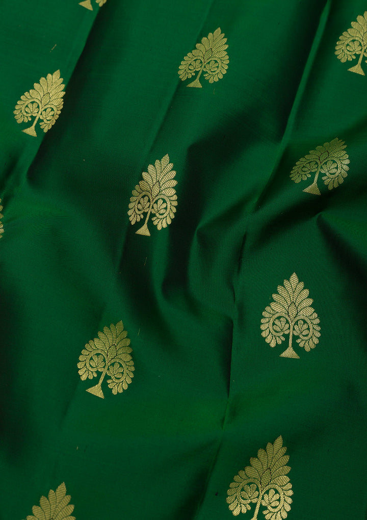 Bottle Green Zariwork Banarasi Pure Silk Saree