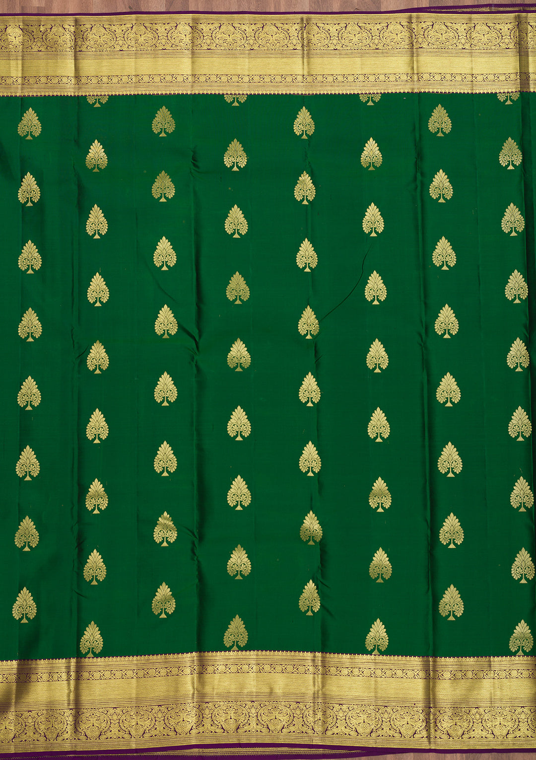 Bottle Green Zariwork Banarasi Pure Silk Saree