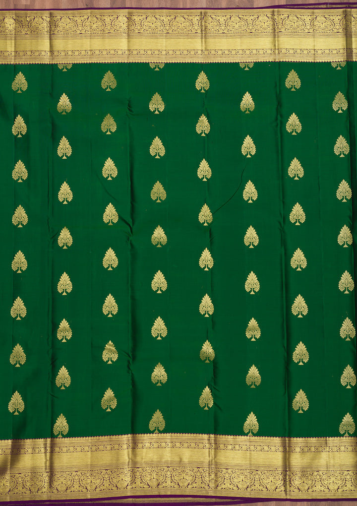 Bottle Green Zariwork Banarasi Pure Silk Saree