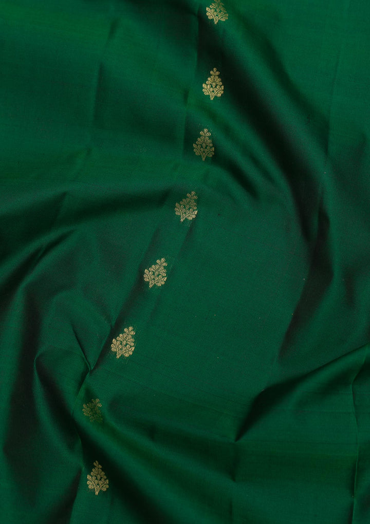 Bottle Green Zariwork Pure Silk Saree