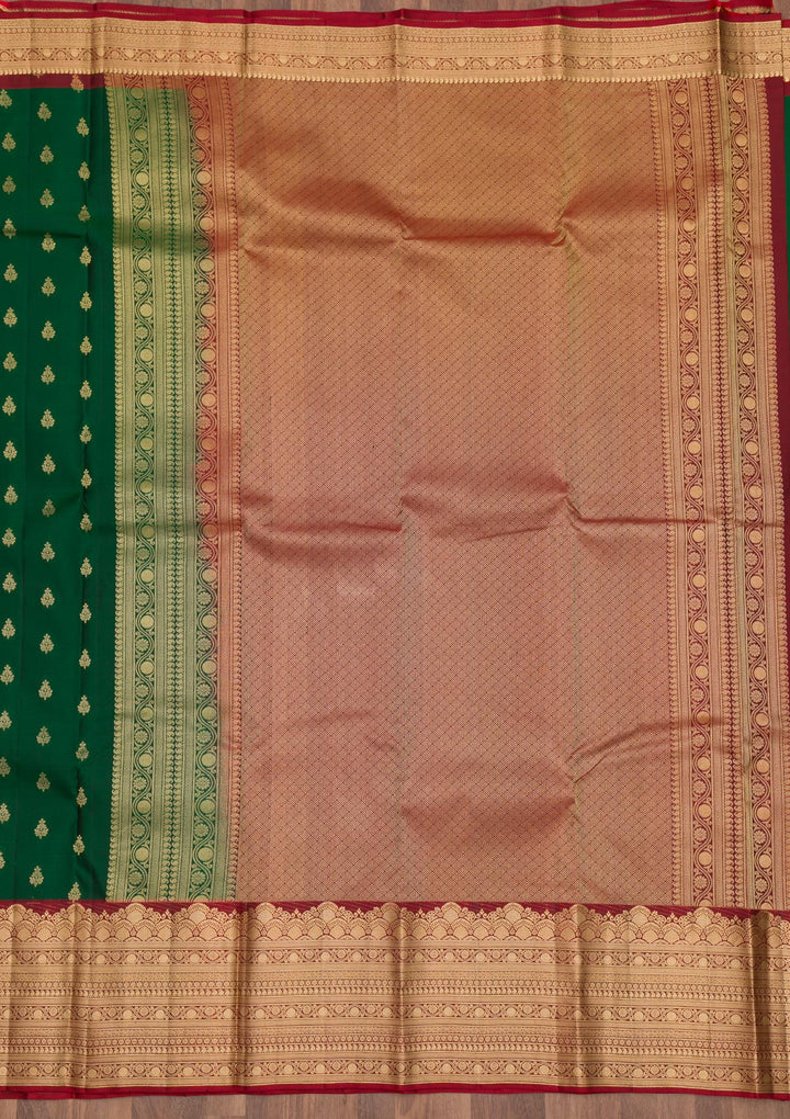 Bottle Green Zariwork Pure Silk Saree