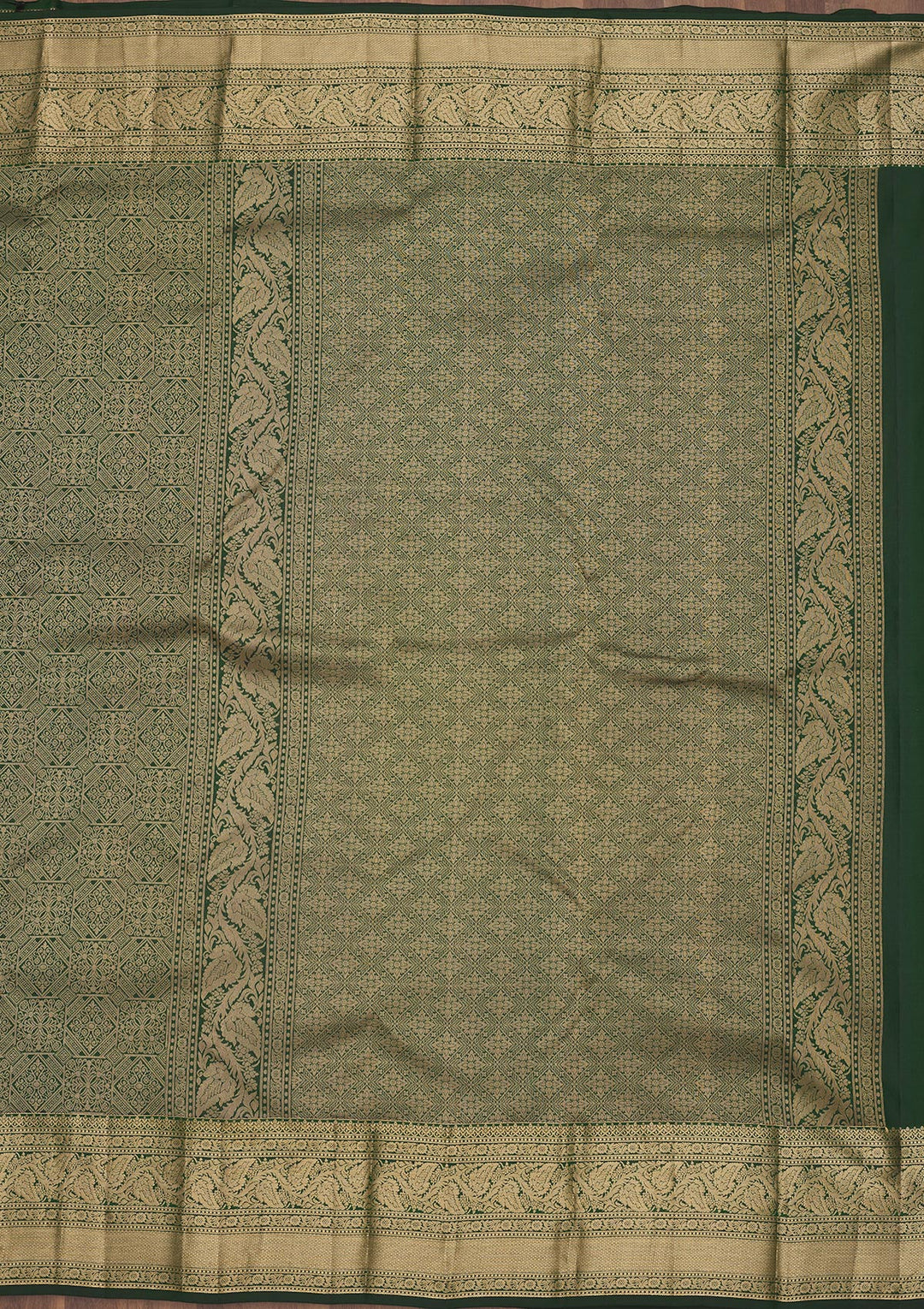 Bottle Green Zariwork Pure Silk Saree