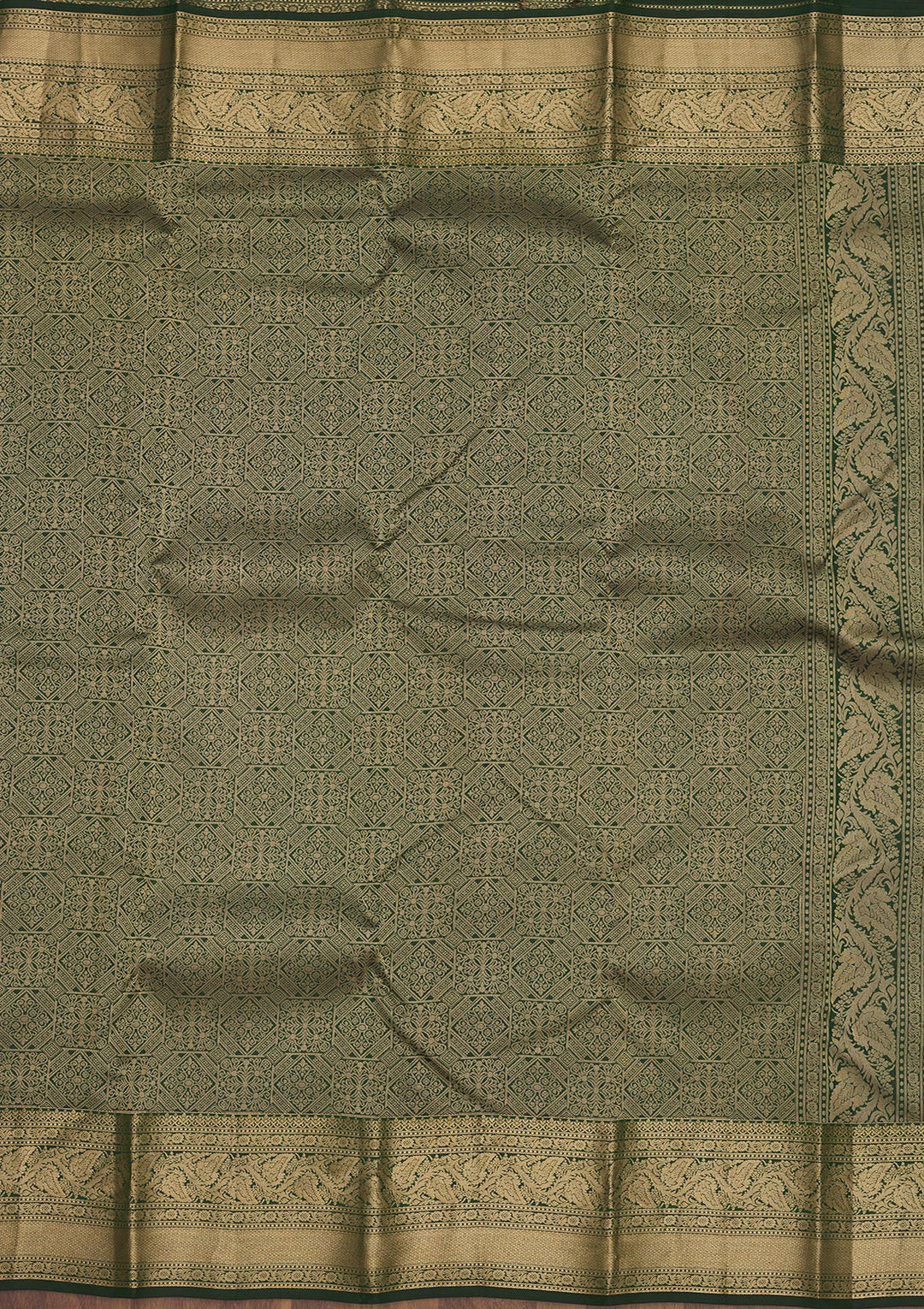 Bottle Green Zariwork Pure Silk Saree