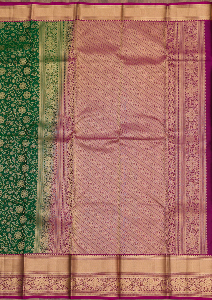 Bottle Green Zariwork Pure Silk Saree