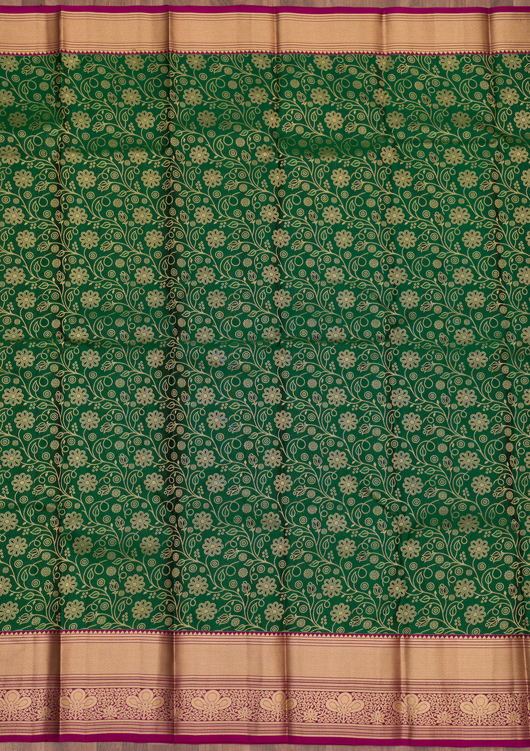 Bottle Green Zariwork Pure Silk Saree