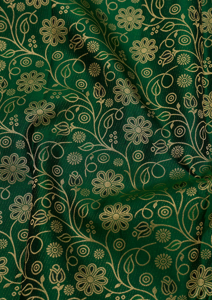 Bottle Green Zariwork Pure Silk Saree