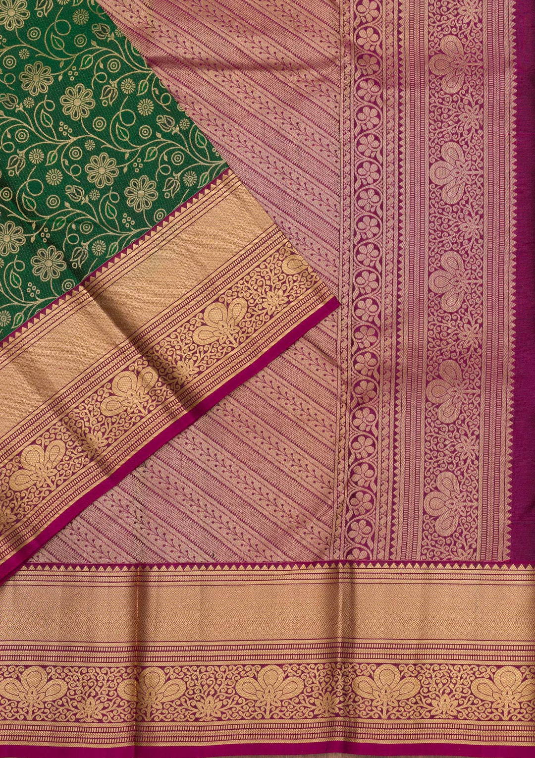 Bottle Green Zariwork Pure Silk Saree