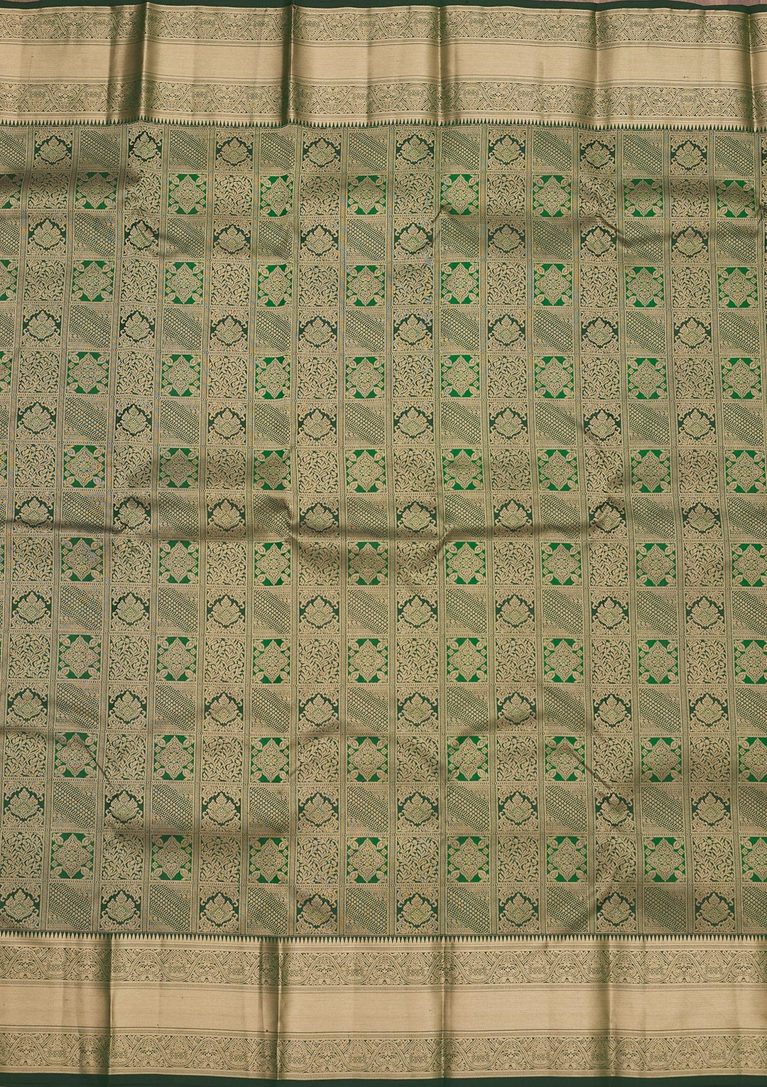 Bottle Green Zariwork Pure Silk Saree