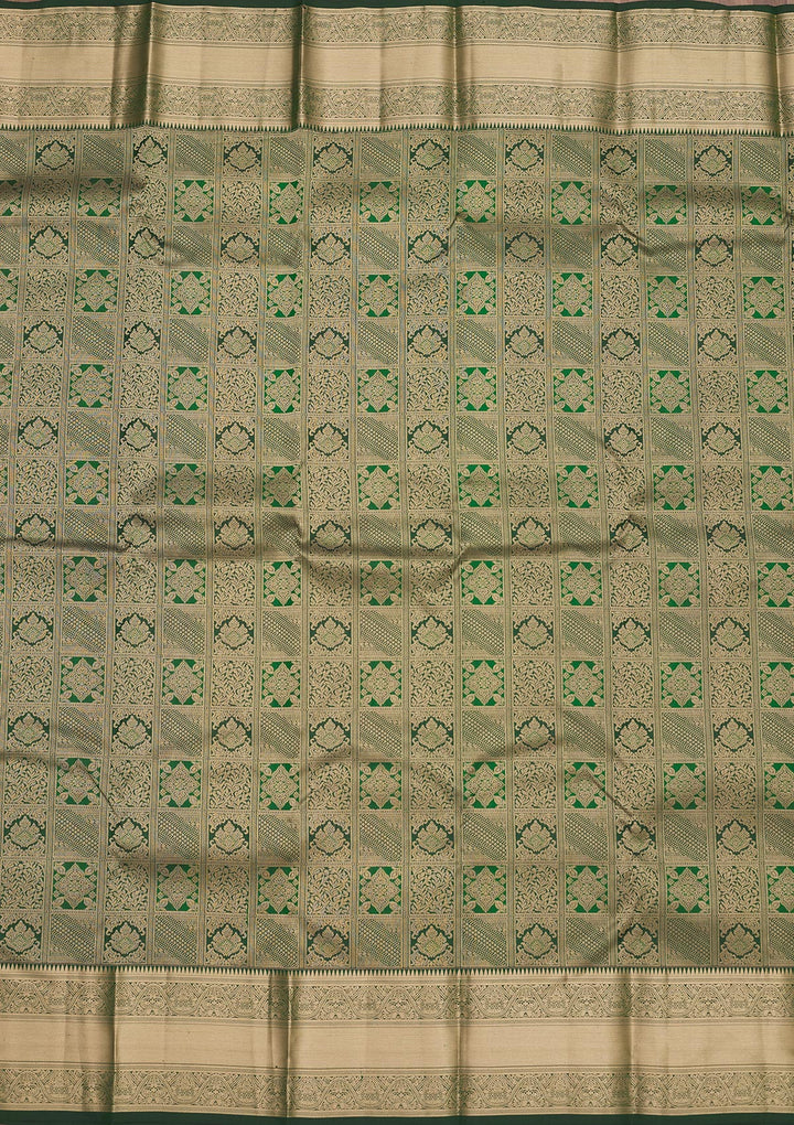 Bottle Green Zariwork Pure Silk Saree